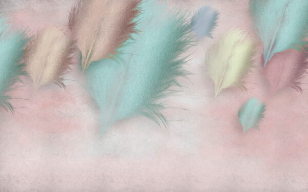 Grupo de plumas sobre fondo rosa Grupo de plumas sobre fondo rosa