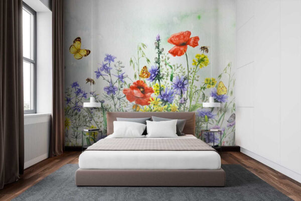 Pintura de flores y mariposas Pintura de flores y mariposas