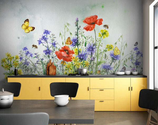 Pintura de flores y mariposas Pintura de flores y mariposas