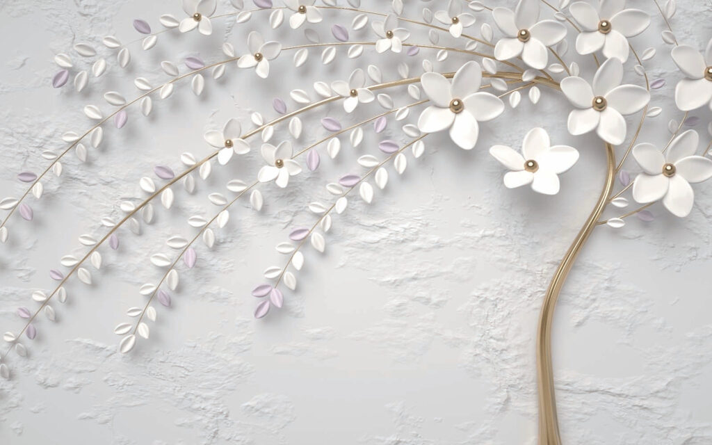 Elegante mural floral blanco Elegante mural floral blanco
