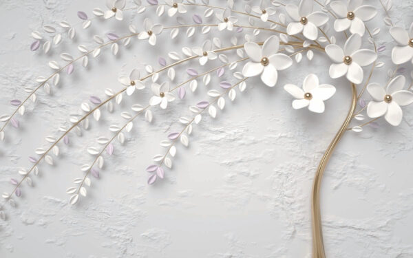 Elegante mural floral blanco Elegante mural floral blanco