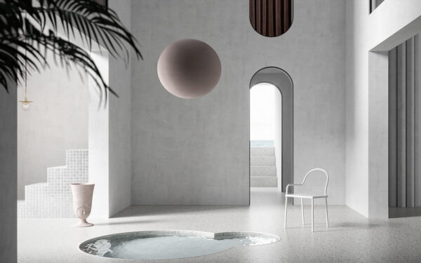 Habitación con piscina y silla Habitación con piscina y silla