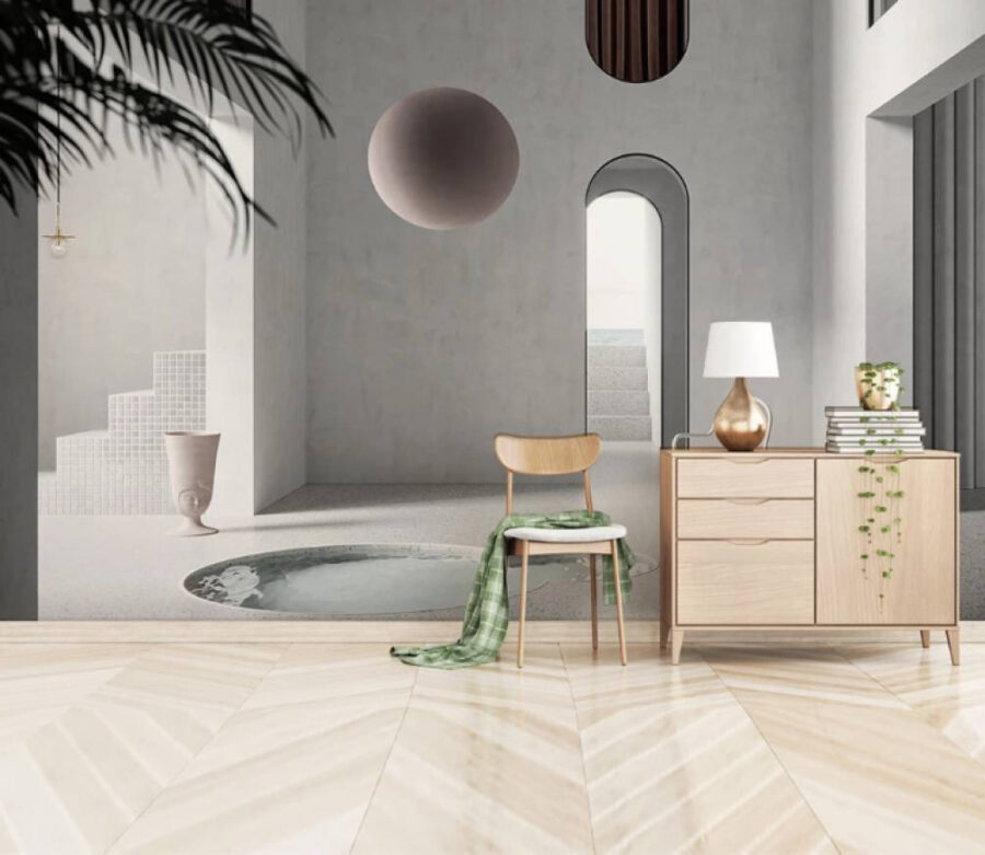 Habitación con piscina y silla