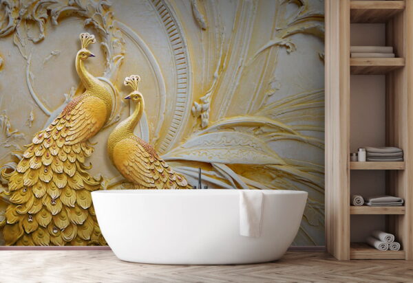 Elegantes pavos reales en relieve ornamentado Elegantes pavos reales en relieve ornamentado