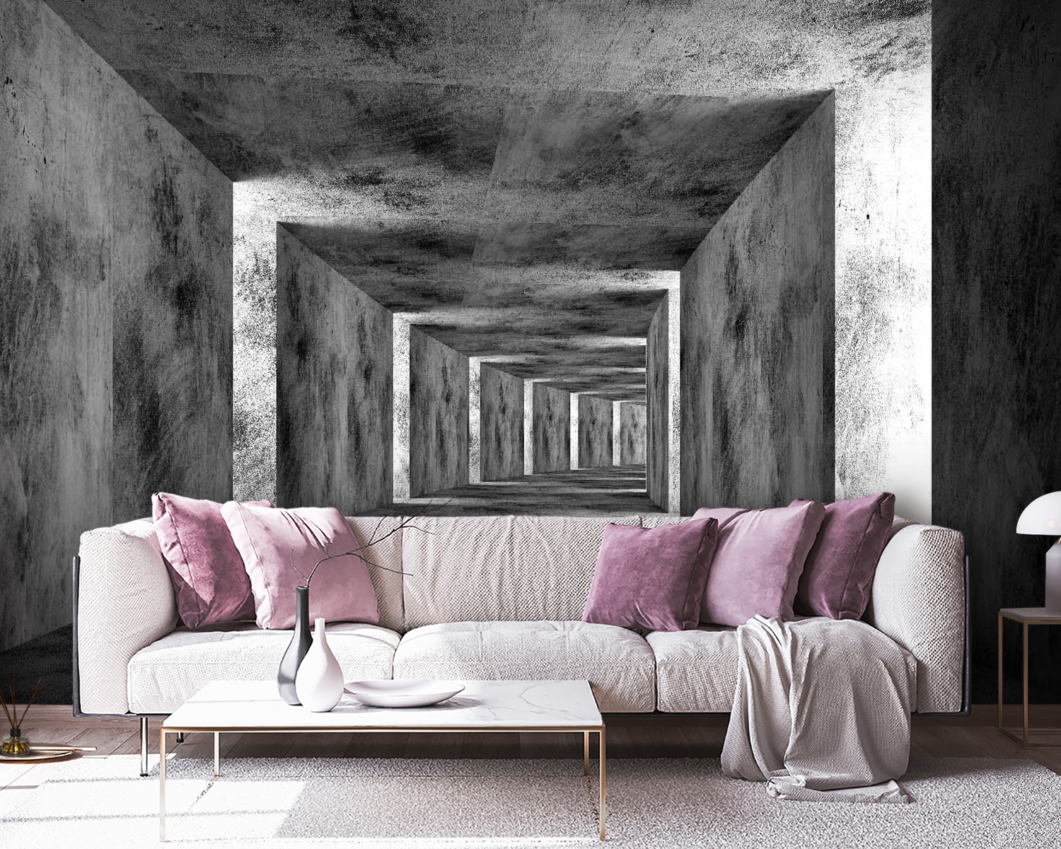 Room with concrete walls and a square ceiling Room with concrete walls and a square ceiling