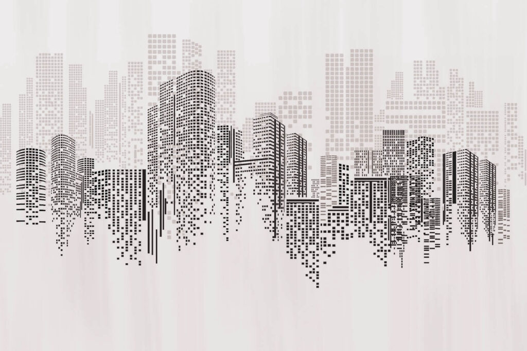 Horizonte de la ciudad con muchos edificios Horizonte de la ciudad con muchos edificios