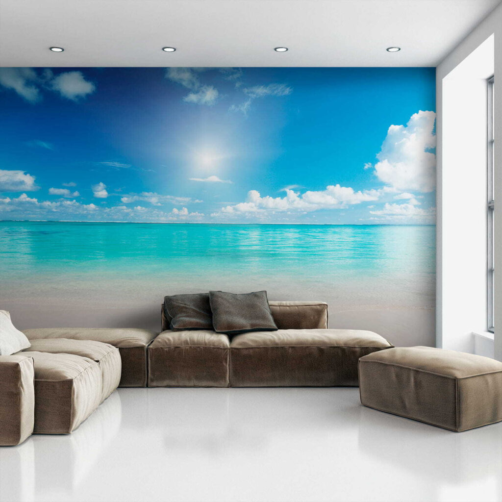 Blue sky with clouds and a sandy beach
