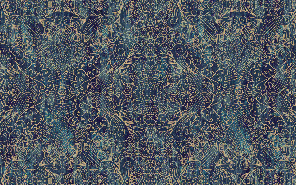 Intrincado diseño floral simétrico azul Intrincado diseño floral simétrico azul