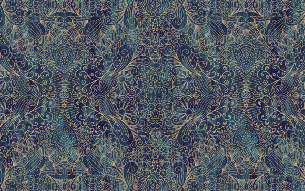 Intrincado diseño floral simétrico azul Intrincado diseño floral simétrico azul