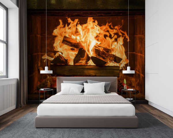 Fire in a fireplace