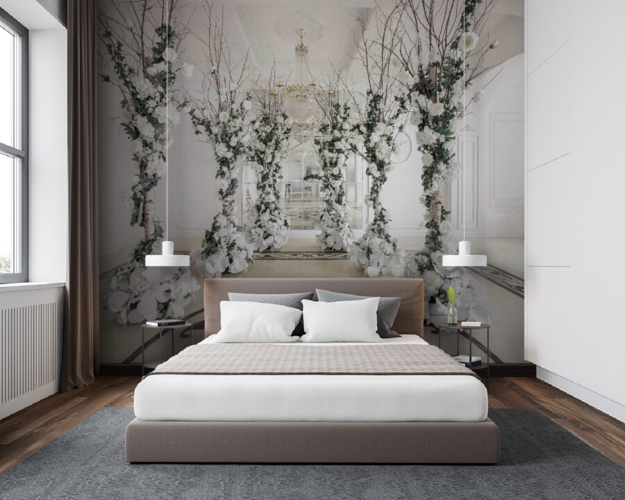 Grupo de flores blancas en una habitación