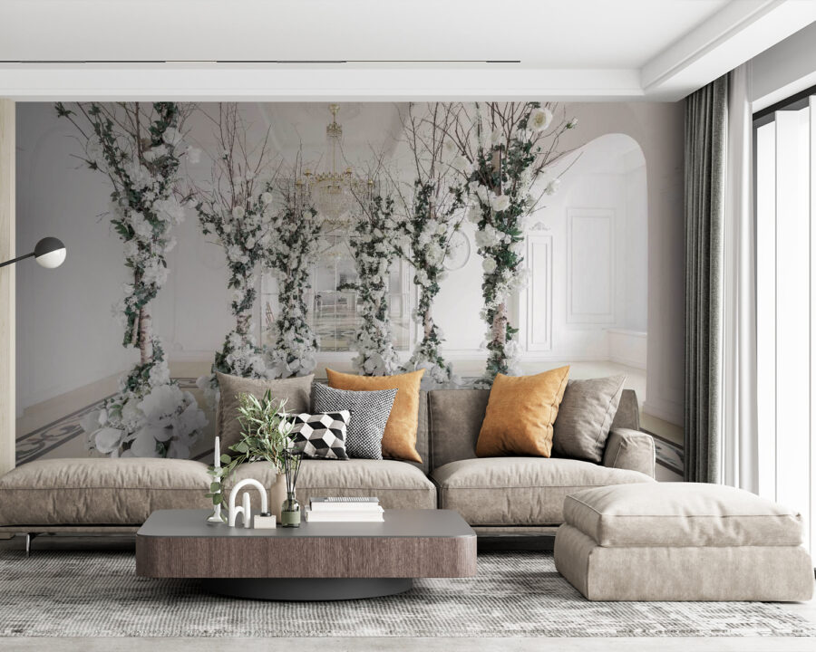 Grupo de flores blancas en una habitación