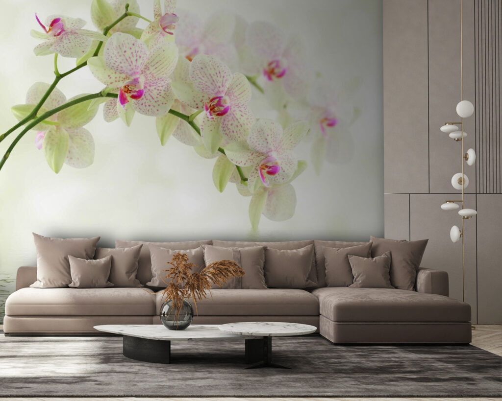 Delicate orchids over gentle water