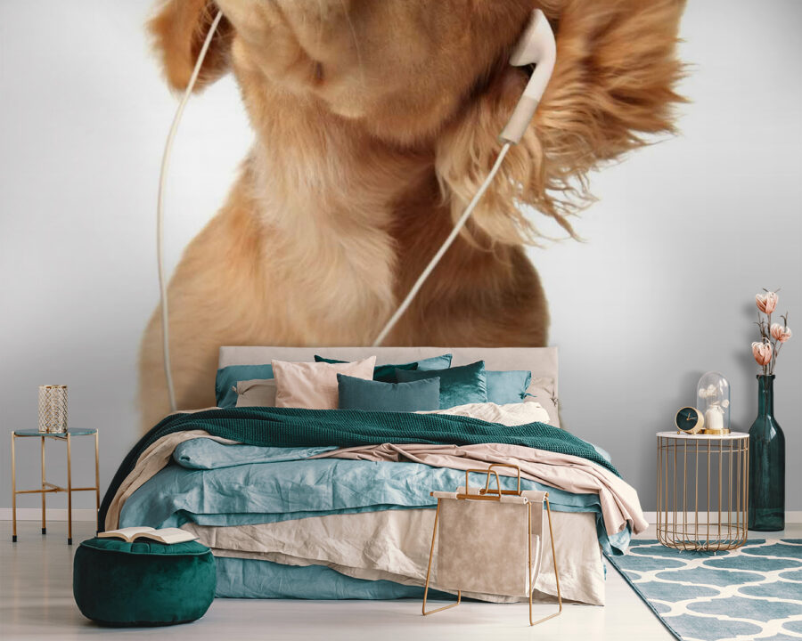 Perro con auriculares