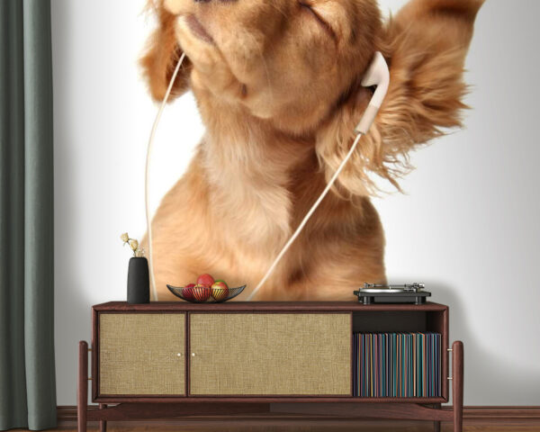 Perro con auriculares Perro con auriculares
