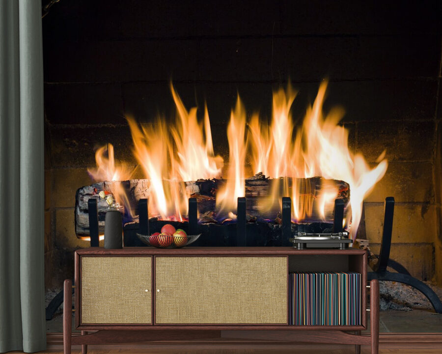 Fuego en una chimenea