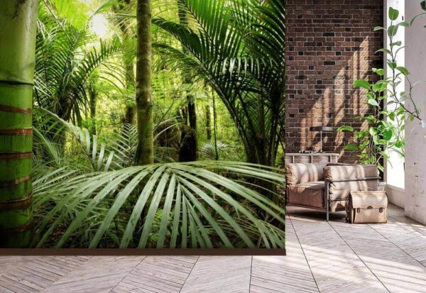 Green forest with palm trees Green forest with palm trees