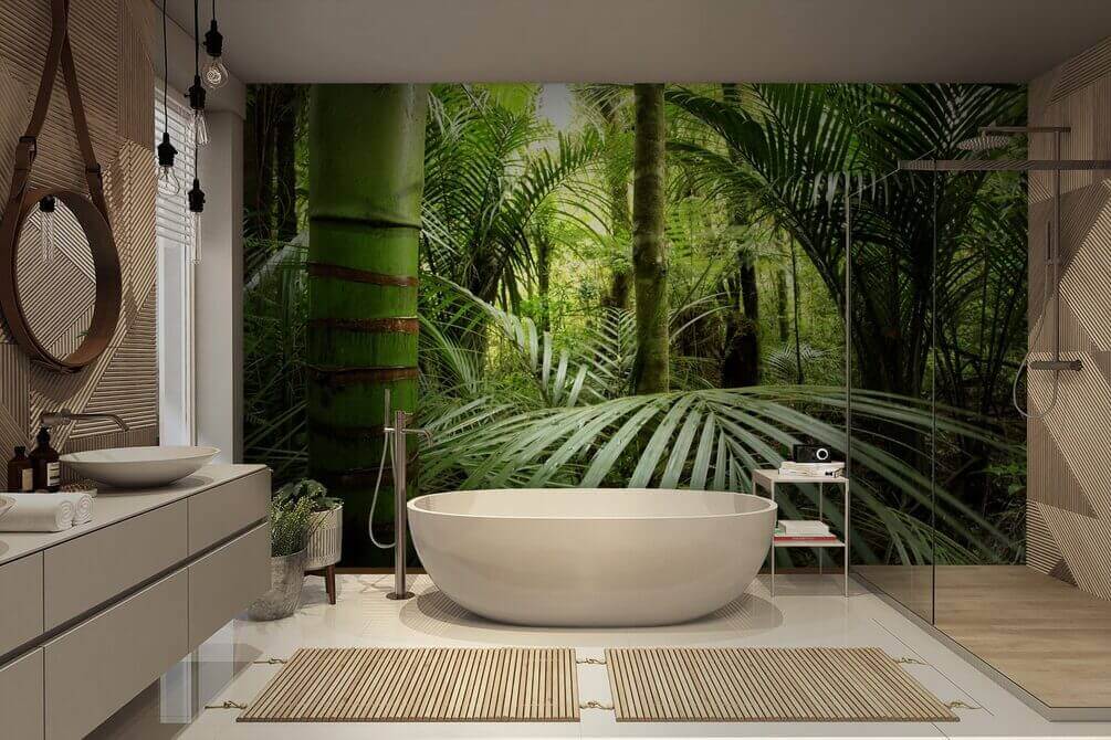 Green forest with palm trees Green forest with palm trees