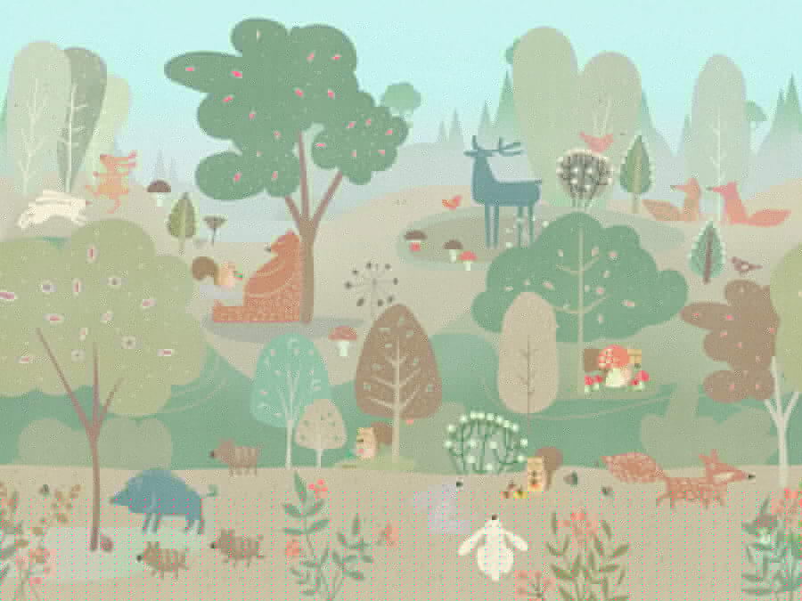 Dibujos animados de animales en un bosque