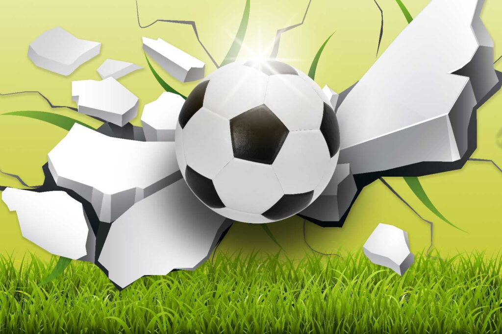 Balón de fútbol que atraviesa un muro Balón de fútbol que atraviesa un muro