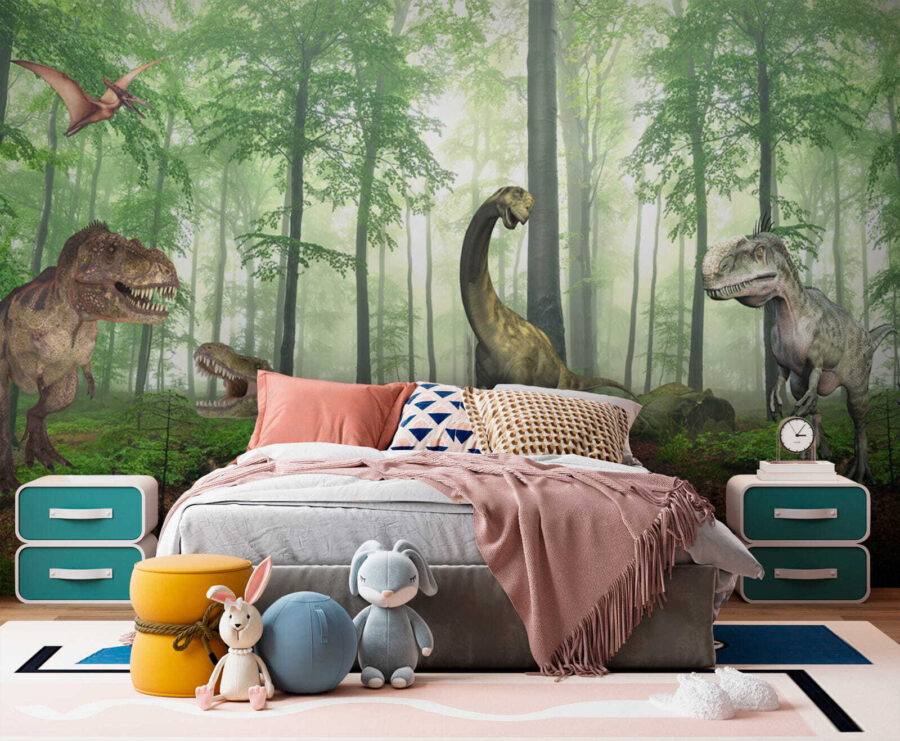 Fotomurales Grupo de dinosaurios en un bosque - Imagen 2