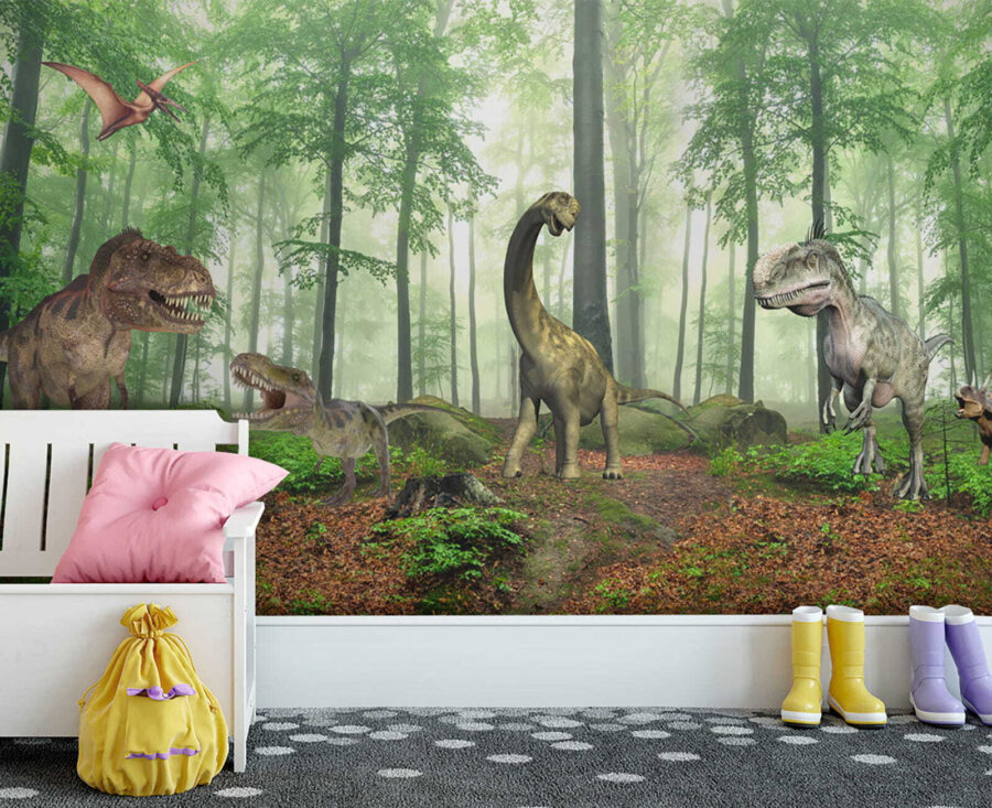 Fotomurales Grupo de dinosaurios en un bosque - Imagen 3