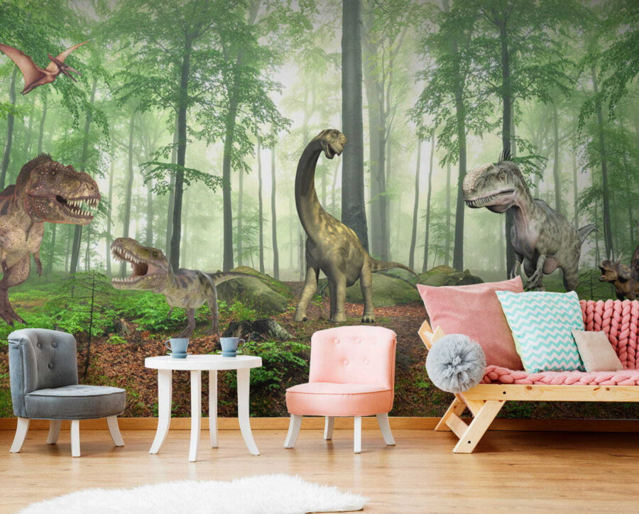 Fotomurales Grupo de dinosaurios en un bosque - Imagen 4