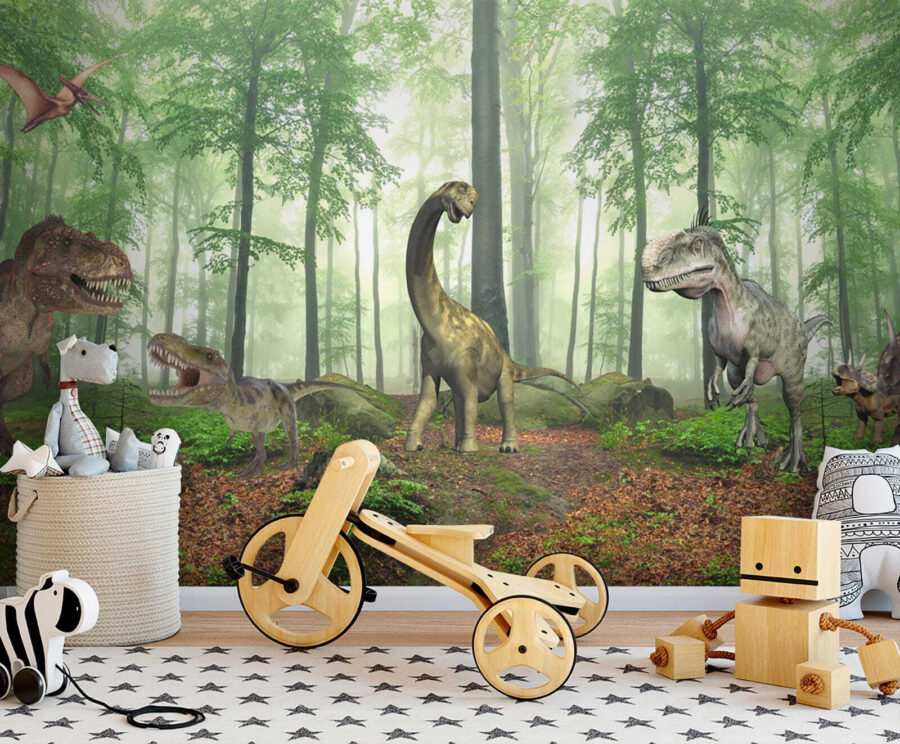 Fotomurales Grupo de dinosaurios en un bosque - Imagen 6