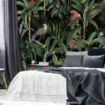 Fotomurales Papel pintado con pájaros y plantas