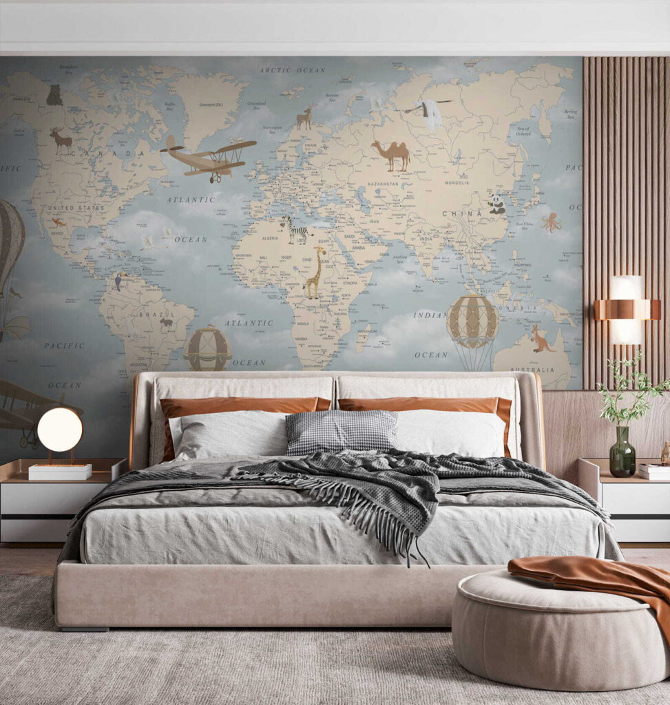 Mapa del mundo con diferentes animales y aves u60135pib1 973x1024 - Mapa del mundo con diferentes animales y aves