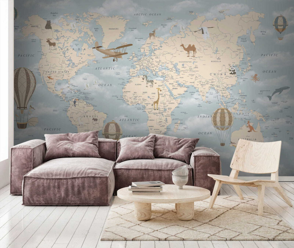 Mapa del mundo con diferentes animales y aves u60135pig1 1024x862 - Mapa del mundo con diferentes animales y aves