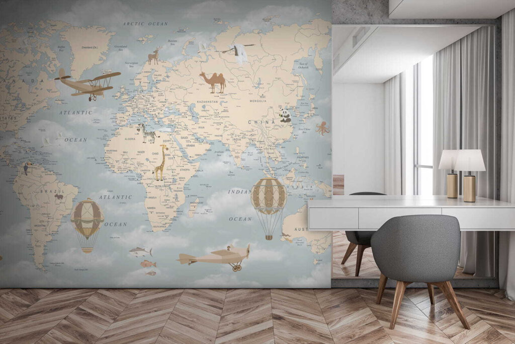 Mapa del mundo con diferentes animales y aves u60135piw1 1024x683 - Mapa del mundo con diferentes animales y aves