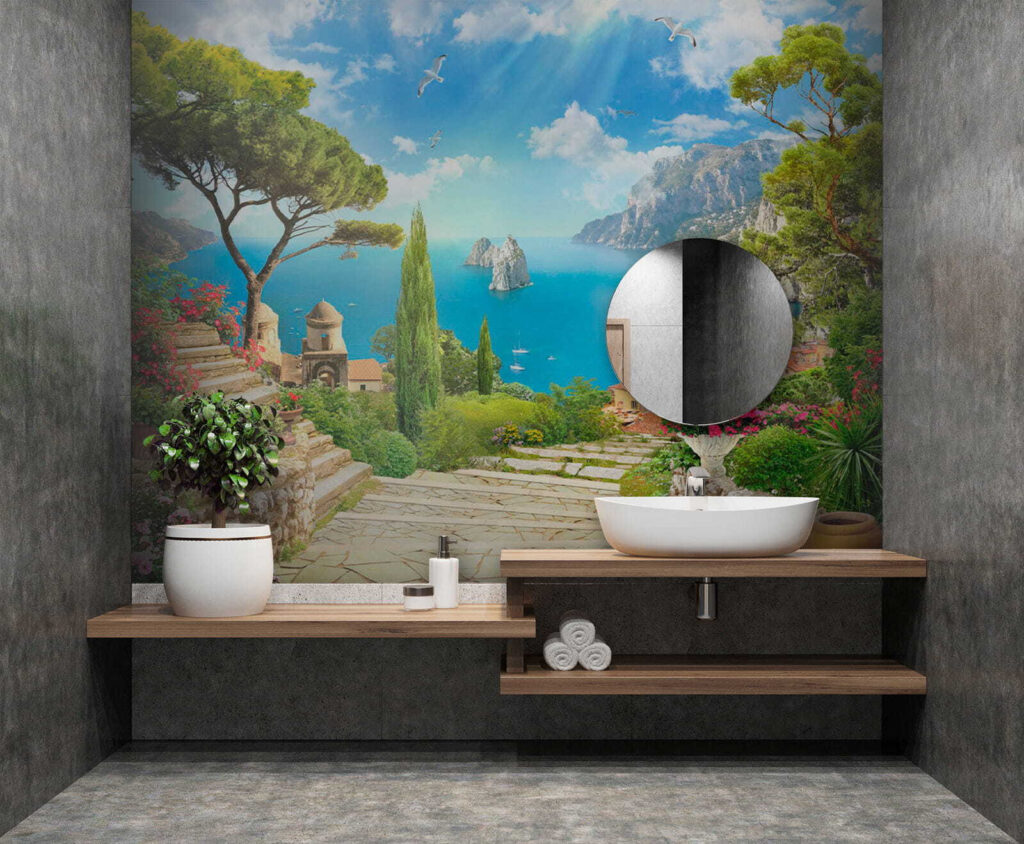 Stone stairs leading to a body of water