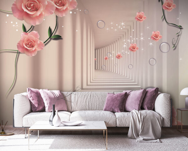 u60194v3pig38 600x480 - Papel pintado con rosas rosas y escaleras blancas - tegory