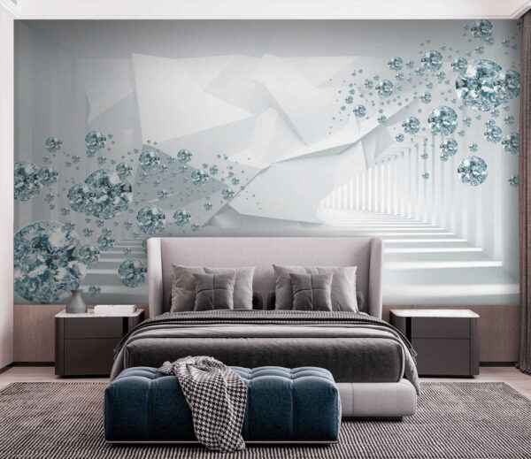 Habitación blanca con diamantes y pared blanca Habitación blanca con diamantes y pared blanca