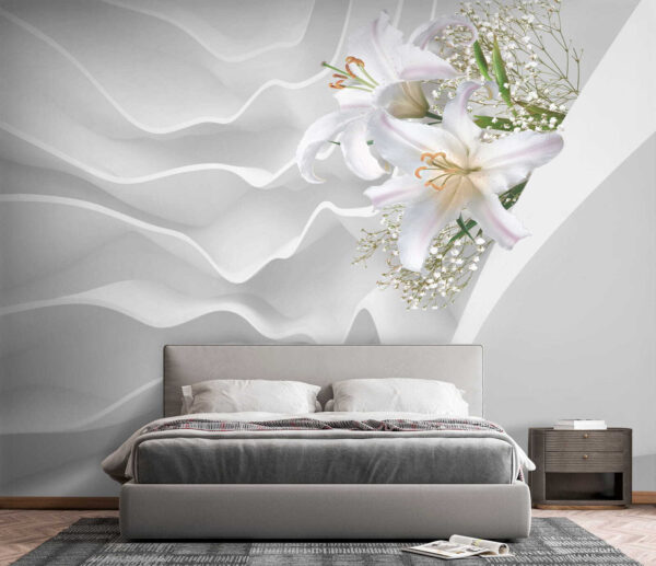 Arreglo floral blanco sobre una superficie blanca Arreglo floral blanco sobre una superficie blanca