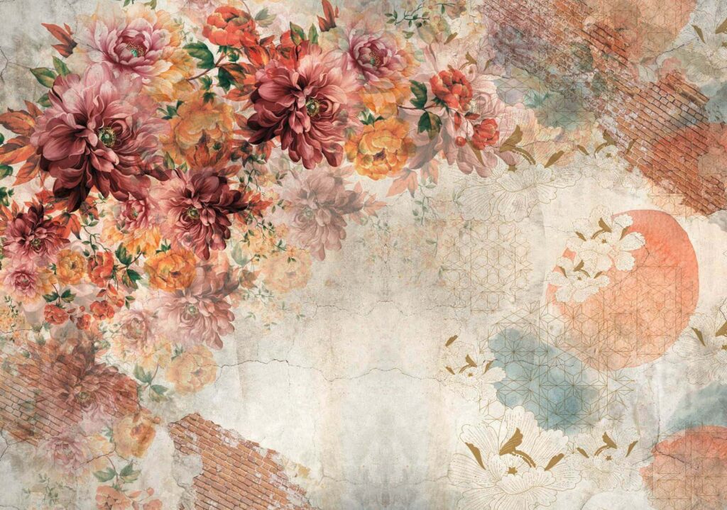 Patrón floral con texturas vintage. Patrón floral con texturas vintage.
