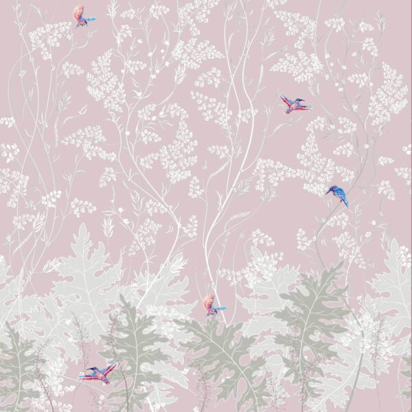 Papel pintado con pájaros y plantas Papel pintado con pájaros y plantas