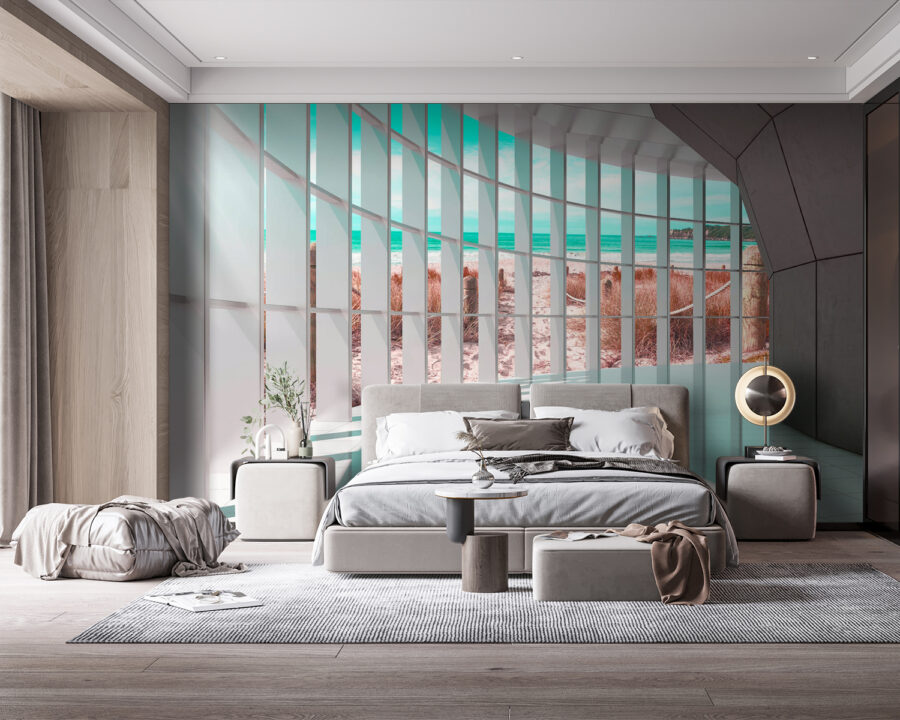 Amplia habitación con grandes ventanales