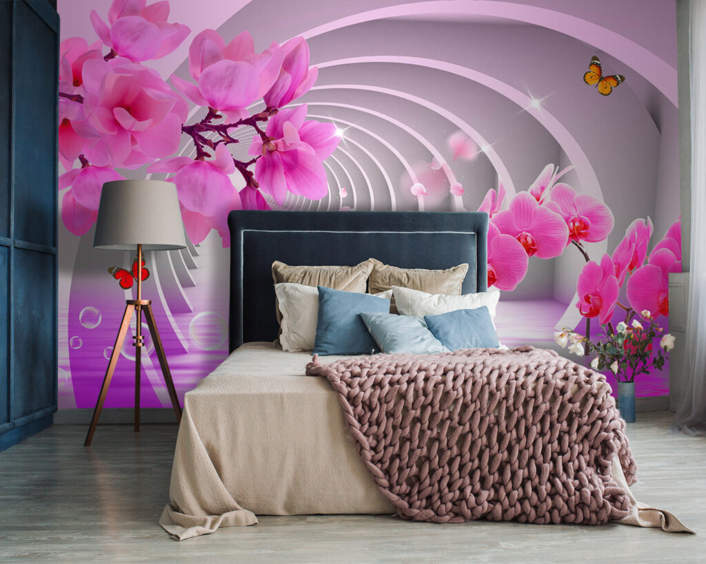 Pink flowers in a tunnel