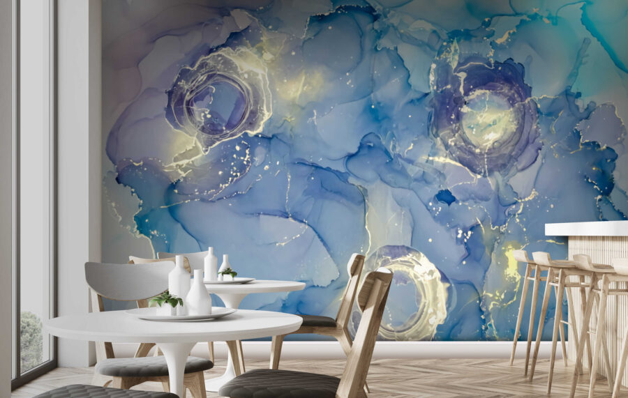 Pintura azul y blanca