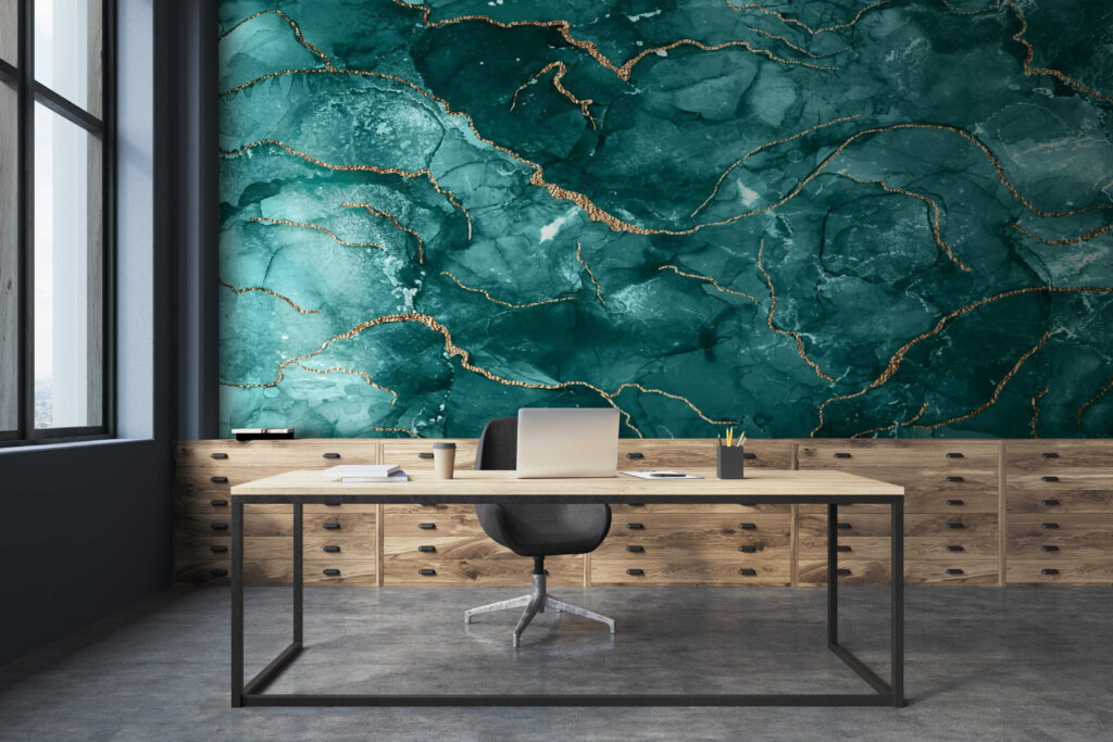 Elegant teal and warm accents design