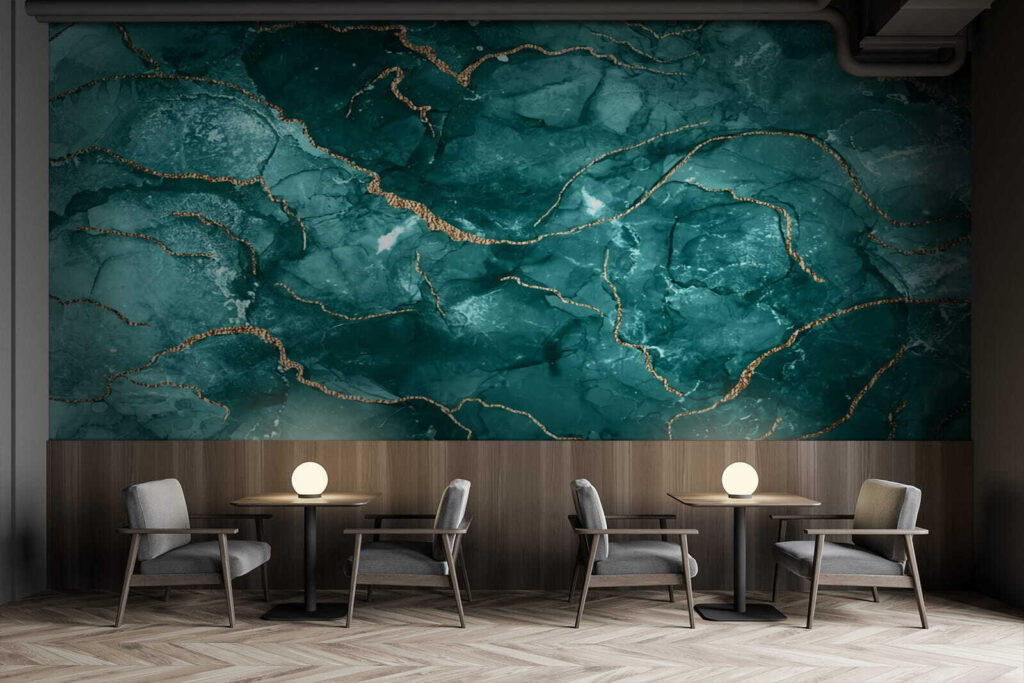 Elegant teal and warm accents design