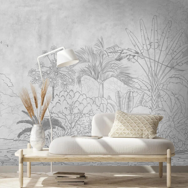 Dibujo de un río con árboles y plantas Dibujo de un río con árboles y plantas