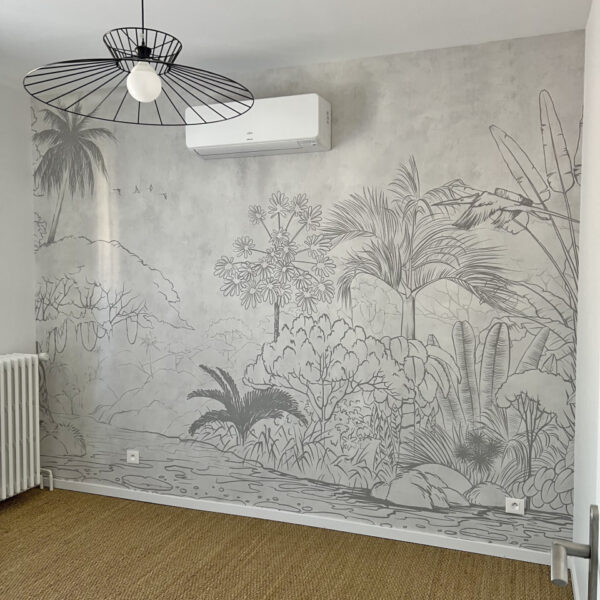 Dibujo de un río con árboles y plantas Dibujo de un río con árboles y plantas