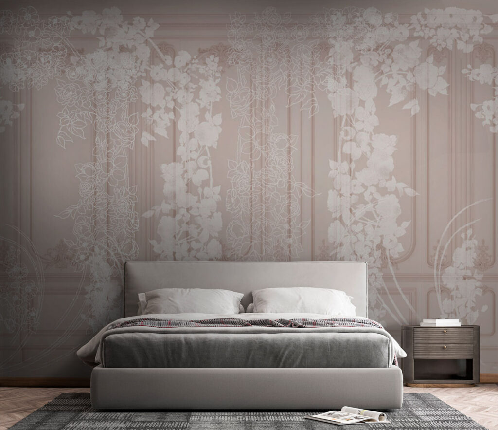 White curtain with flowers