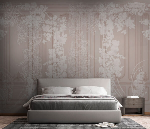 White curtain with flowers