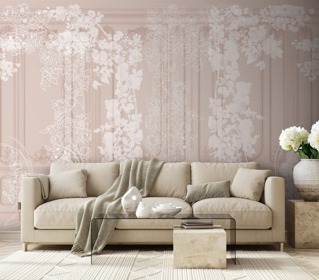 White curtain with flowers