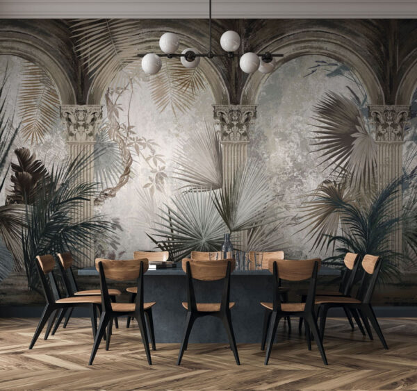 Papel pintado con columnas y plantas Papel pintado con columnas y plantas