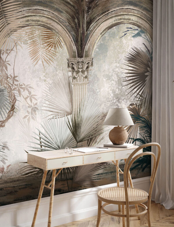 Papel pintado con columnas y plantas Papel pintado con columnas y plantas